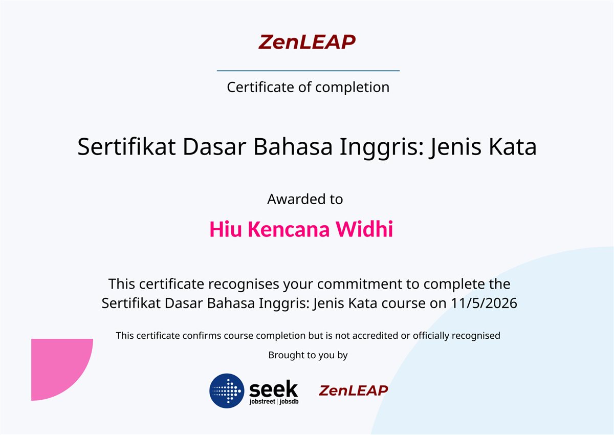 Dasar Bahasa Inggris: Jenis Kata